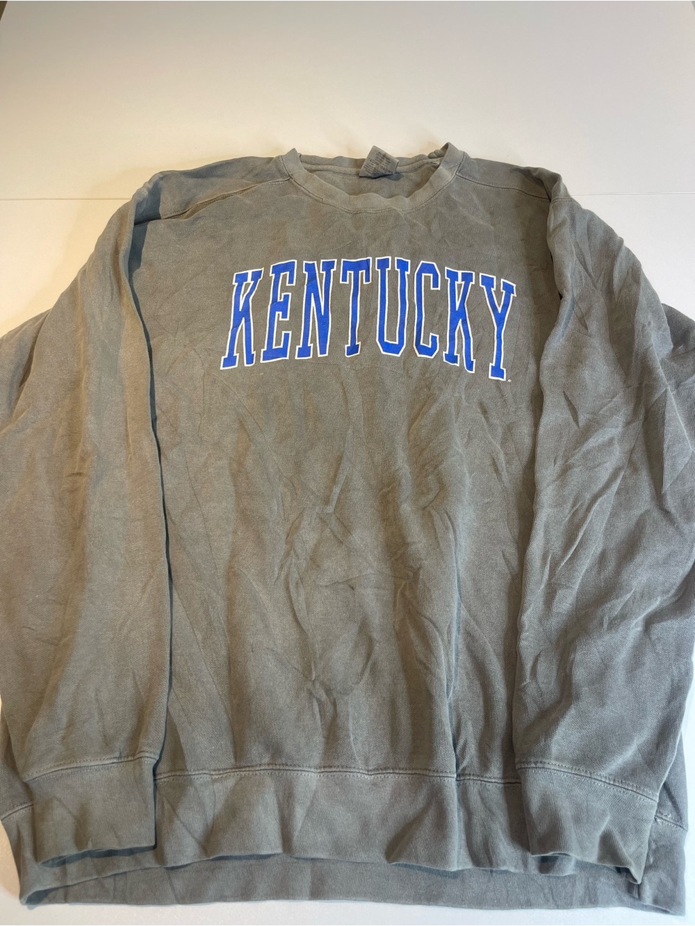 Comfort Colors Kentucky Crewneck in Olive with Blue Lettering